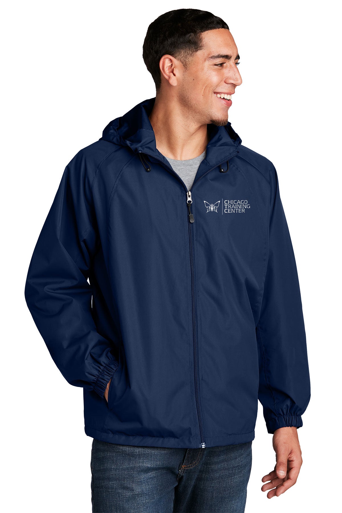 Sport Tek CTC Men's Hooded Raglan Jacket Navy