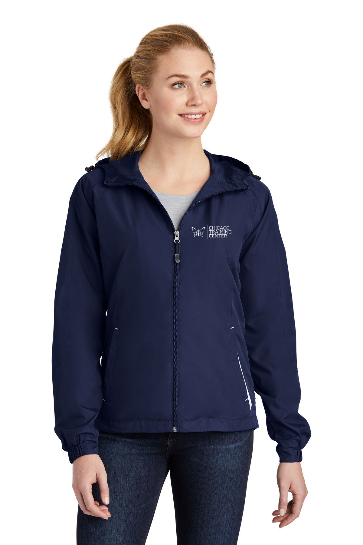 Sport Tek CTC Women's Hooded Raglan Jacket Navy