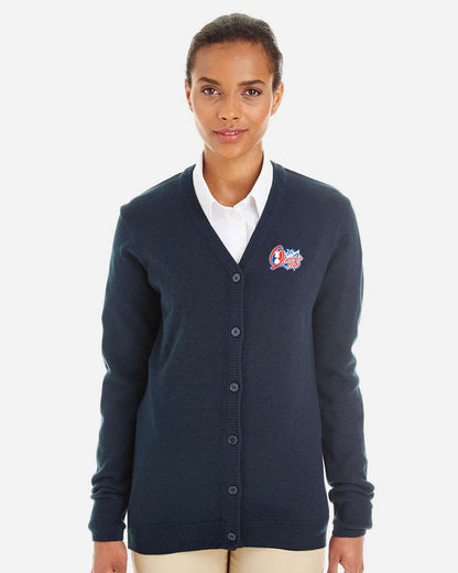 Queen's Cup® Women's V-Neck Button Cardigan Navy