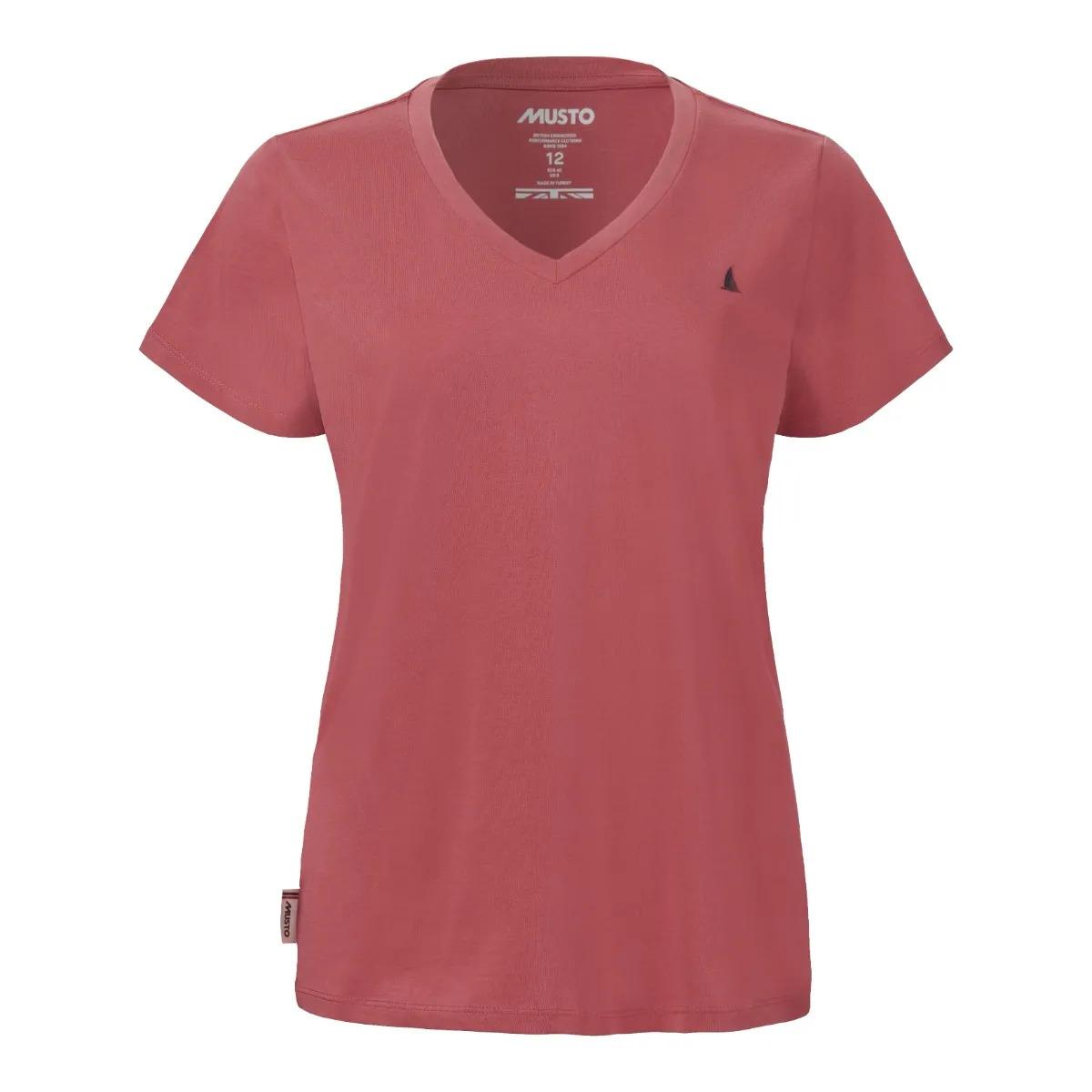 Musto Women's Original V-Neck Short Sleeve T-Shirt Sweet Rasberry