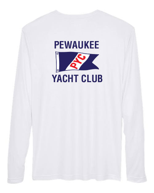 Pewaukee Yacht Club Men's Tec Long Sleeve Shirt White